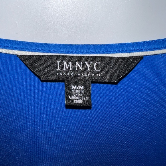 Isaac Mozart Blouse Women’s Medium Blue Long Sleeve Polyester Blend V-Neck - Picture 3 of 15